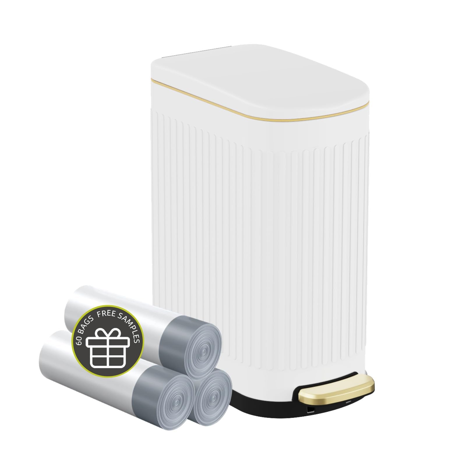 2.6 Gallon Slim Bathroom Trash Can with Soft Close Lid