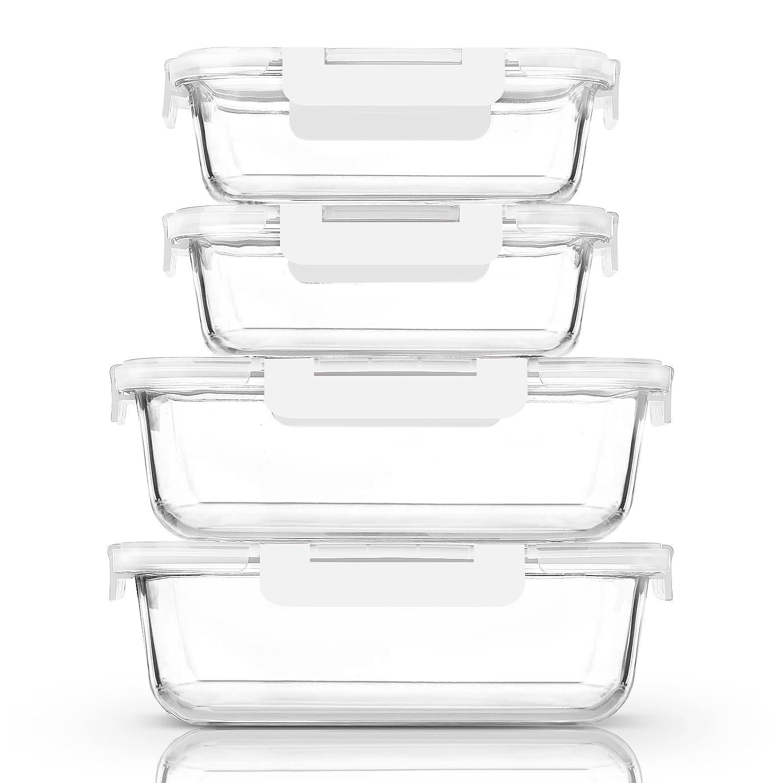 80 oz & 36 oz Extra Large Glass Food Storage Containers with Lids (4 Count)