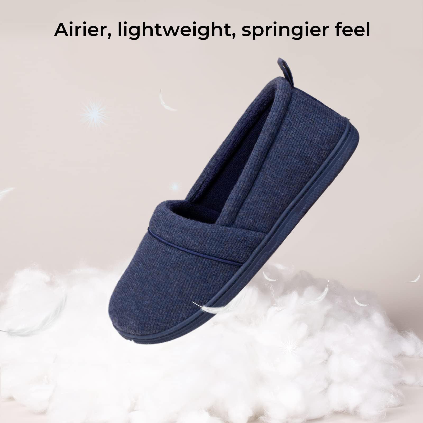 Women's Comfy Loafer Slippers House Shoes Navy Blue