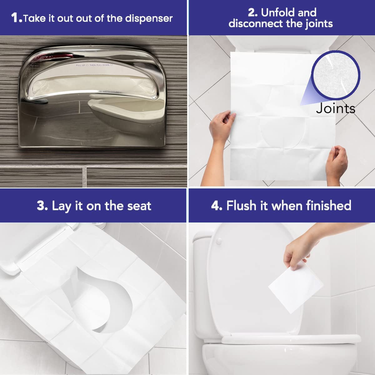 Disposable Toilet Seat Covers XL Half Fold Flushable