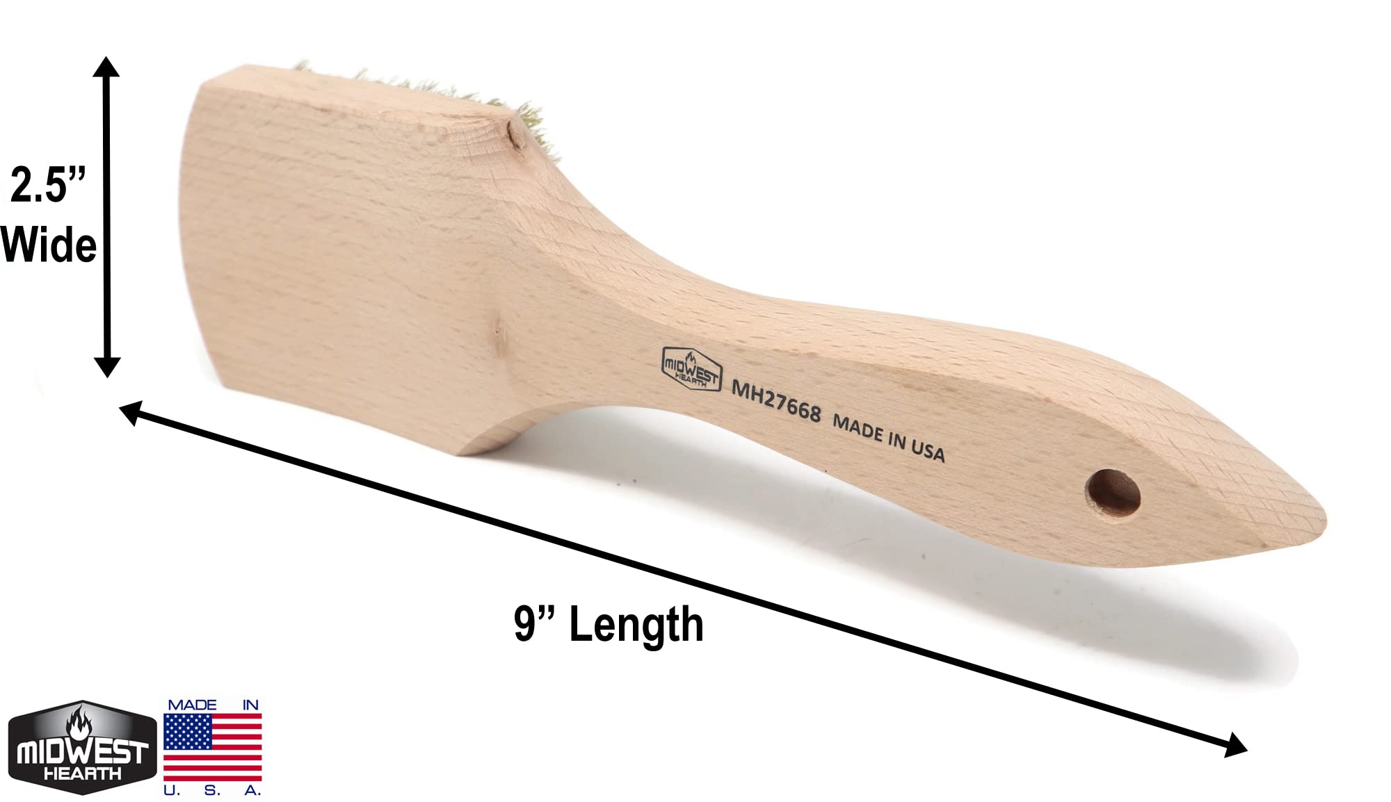 Brass Wire Utility Scrub Brush for Cleaning 9" Hardwood Handle