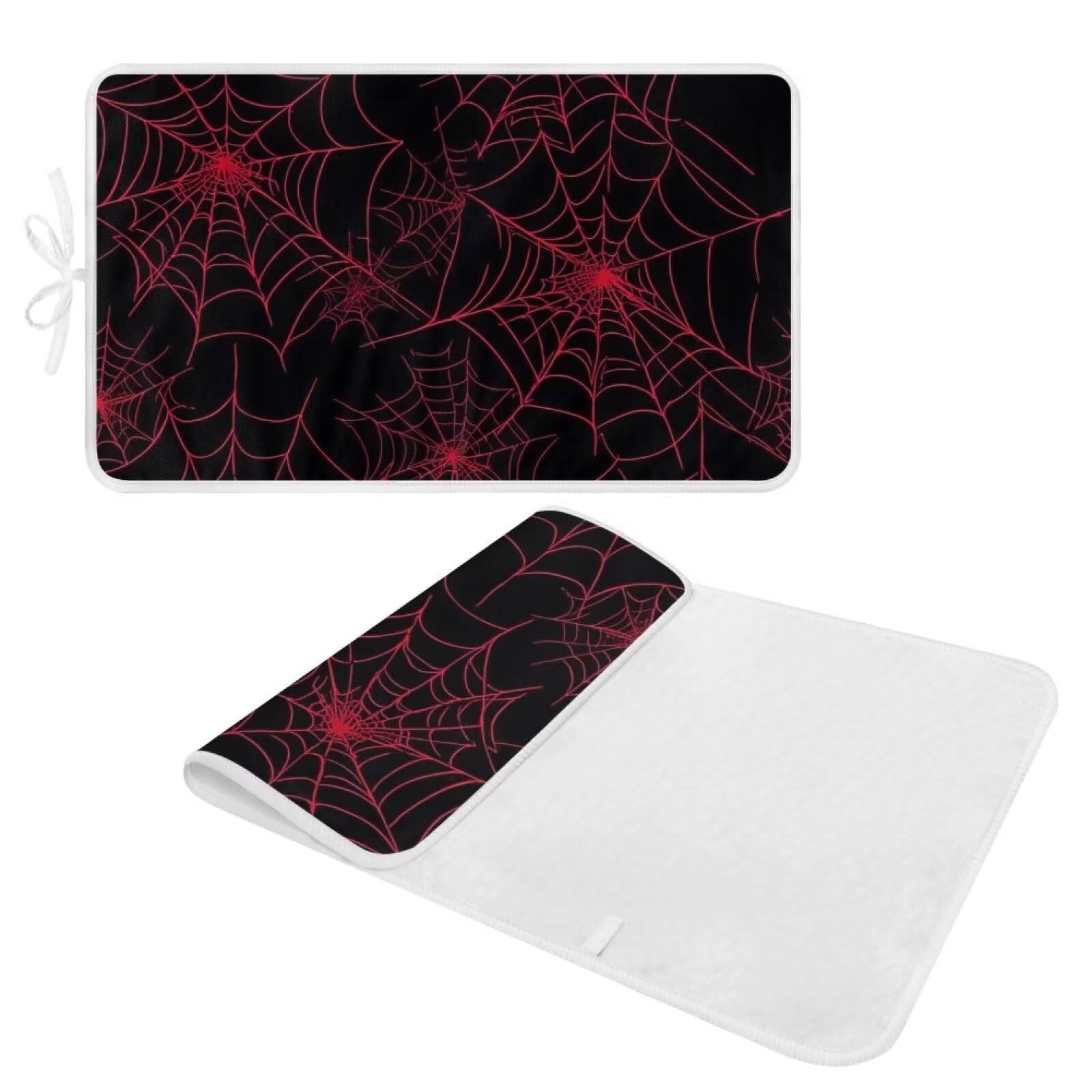 Ironing Mat Red Spider Web Portable Ironing Pad Blanket for Table Top Heat Resistance Foldable Lightweight 32 x 16 Inch Small Ironing Pads for Washer