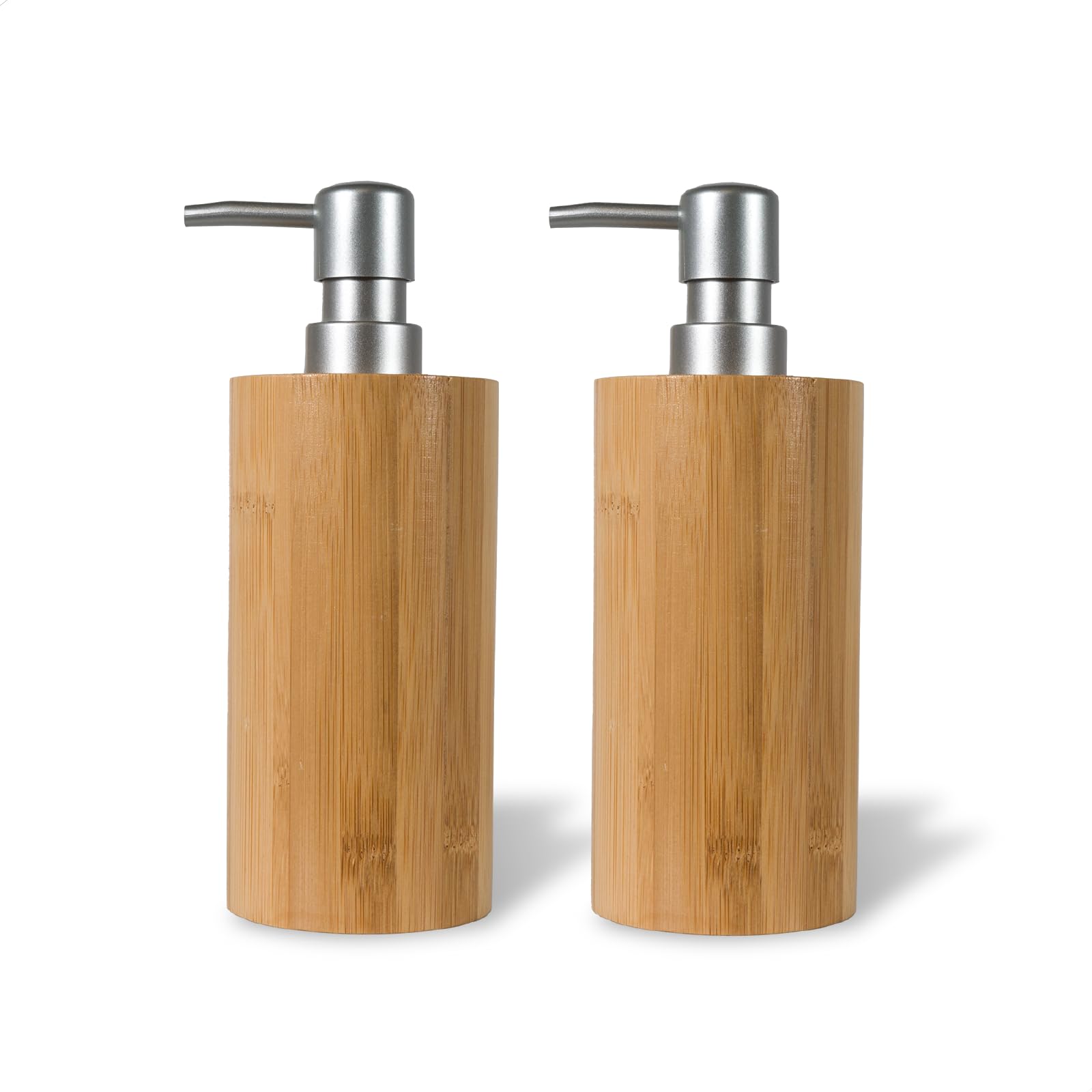 Natural Bamboo Cylindrical Soap Dispenser Set (2 Count)