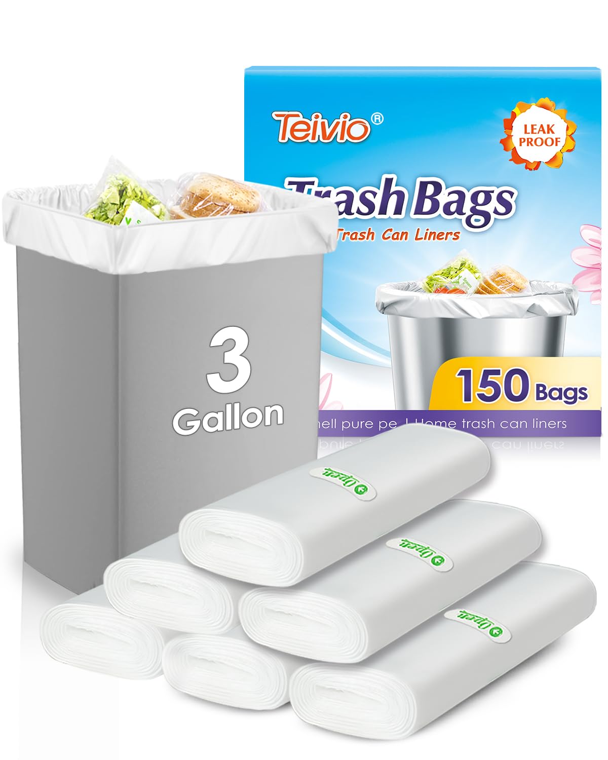 3 Gallon 150 Counts Small Trash Bags Garbage Bags