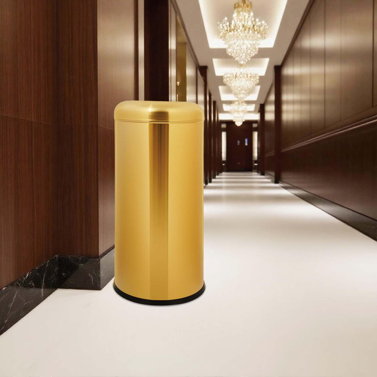 15.48 Gallon Commercial Metal Open Top Gold Trash Can