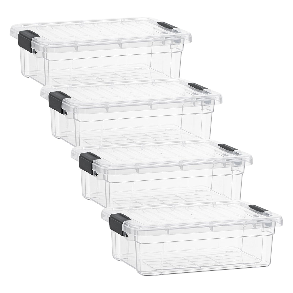 Clear Storage Boxes with Lids (4 Count)