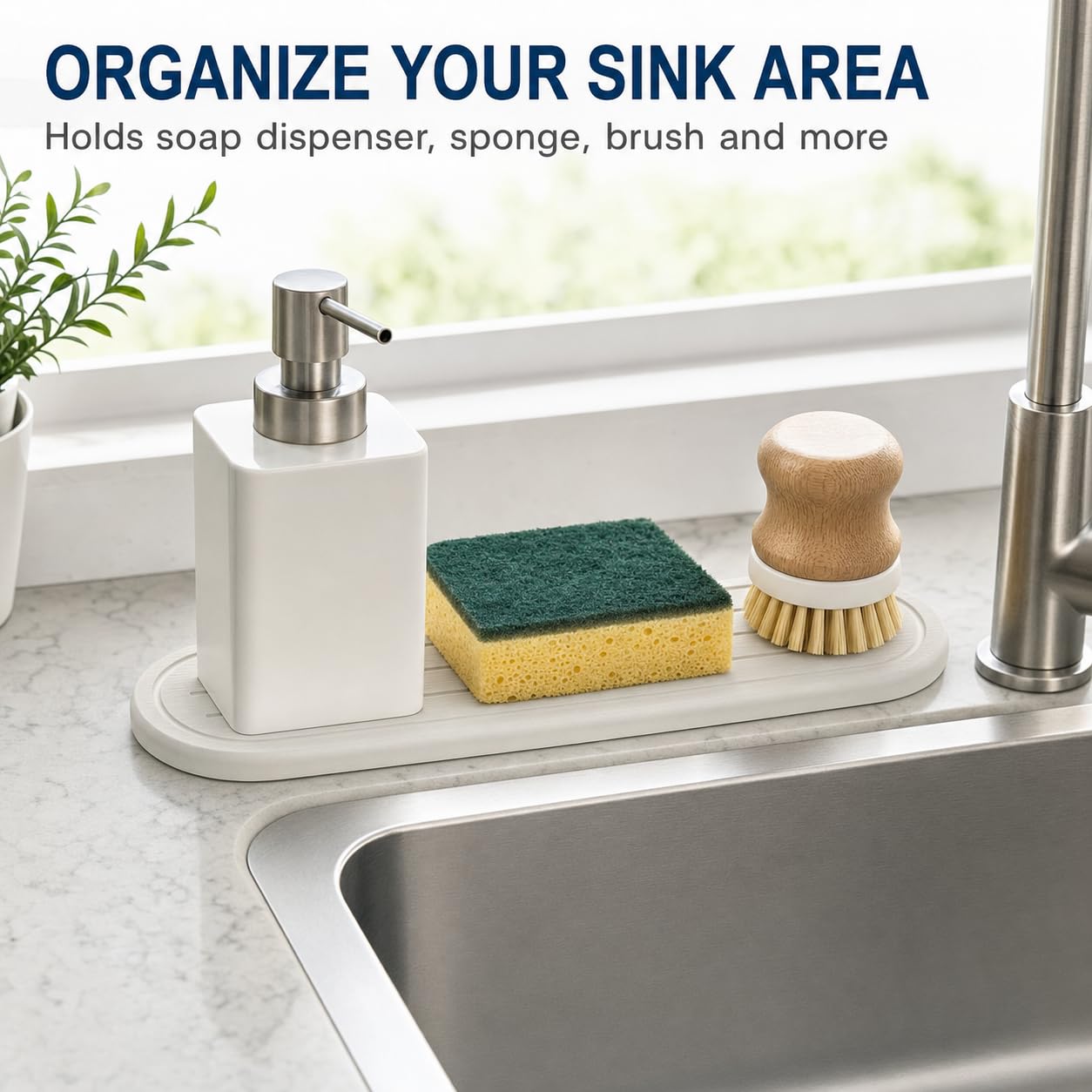 2PCS Water Absorbing Stone Drying Tray Mat for Bathroom Sink & Kitchen Counter Faucet Organizer Decor (2 Count)
