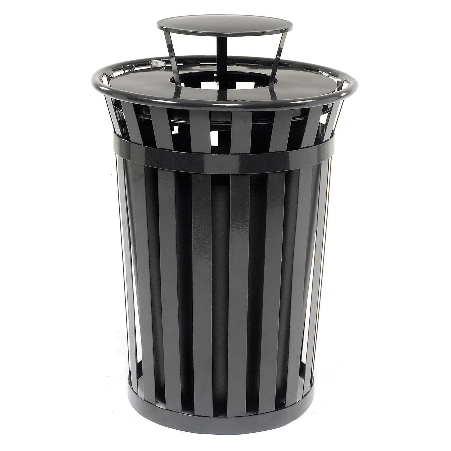 Heavy Duty 36 Gallon Cap Outdoor Metal Slatted Trash Can