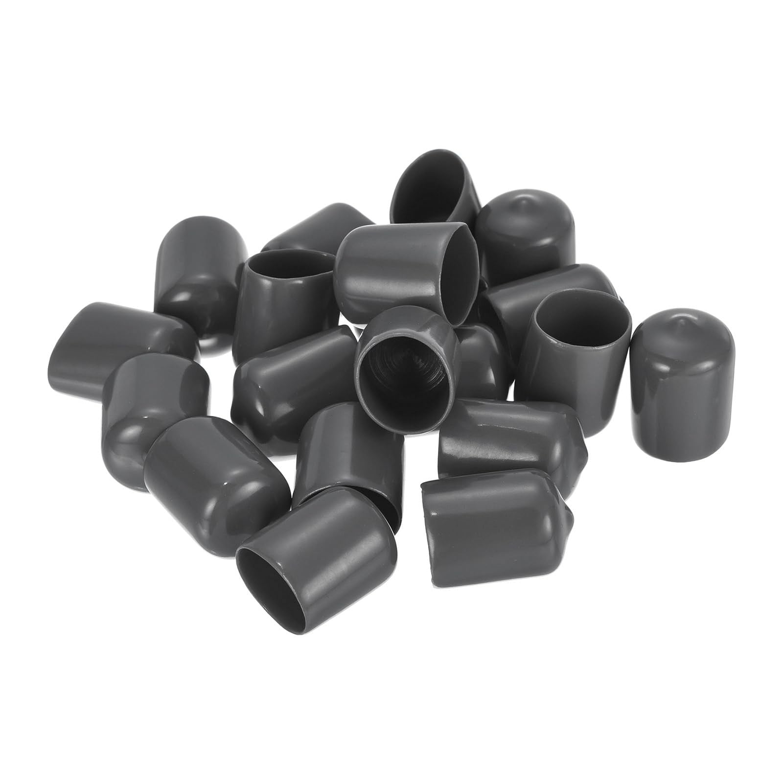 20pcs Rubber End Caps 16mm ID Vinyl PVC Round Tube Bolt Cap Cover Screw Thread Protectors Dark Grey