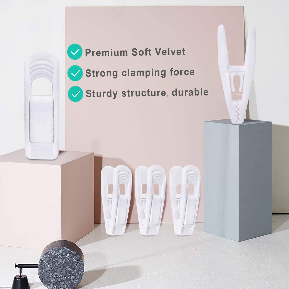 White Velvet Hangers Clips 40 PCS (40 Count)