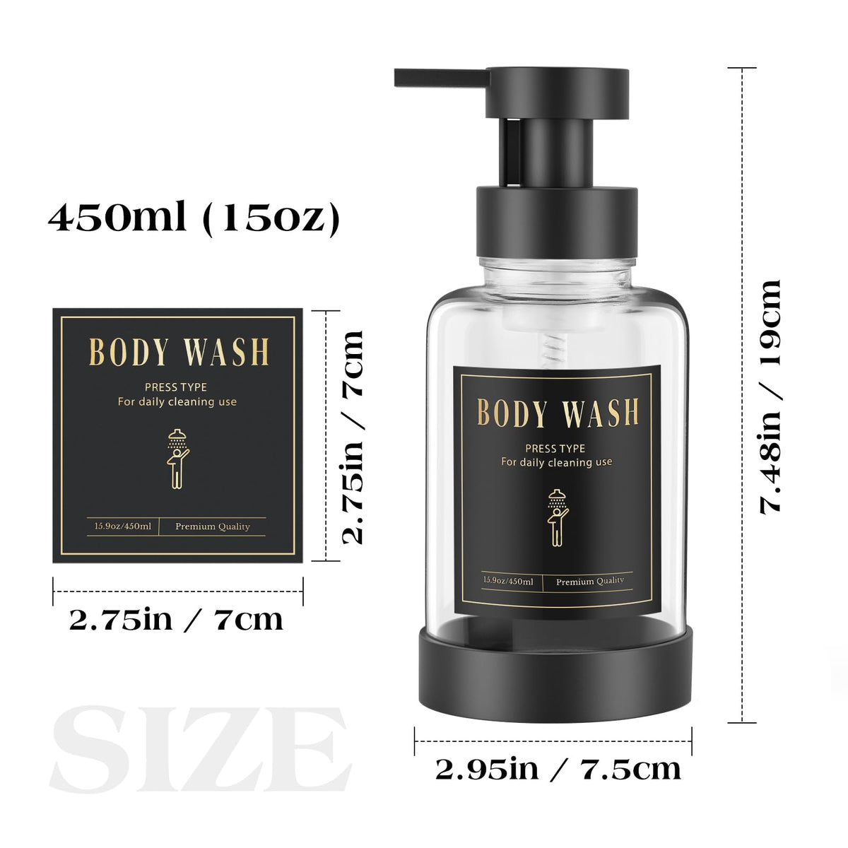 Glass Foaming Soap Dispenser 15oz Hand Soap Bottle (2 Count)