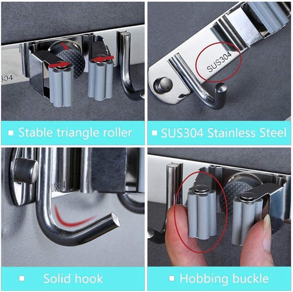 Broom Mop Holder Wall Mount Tool Hanger Organizer