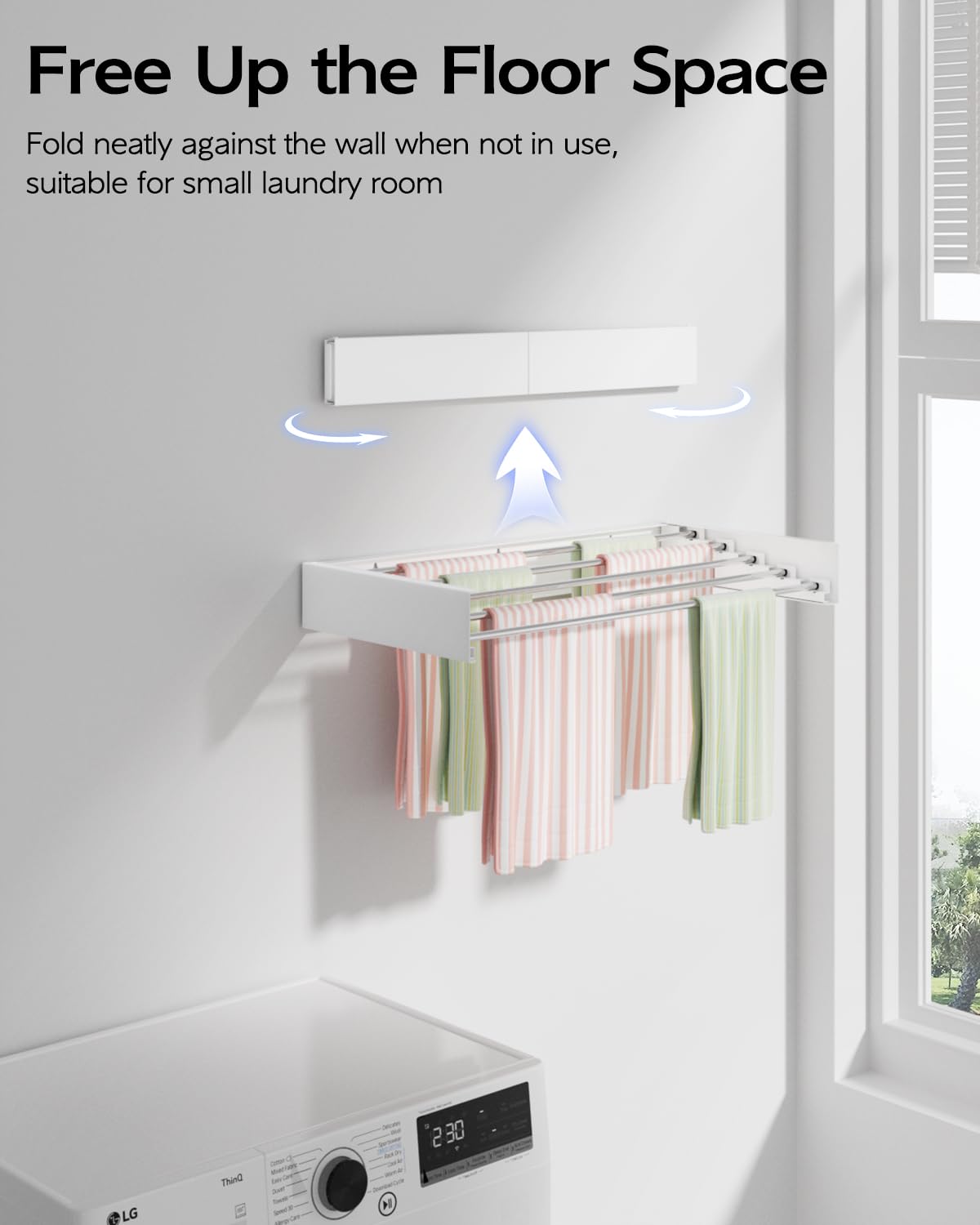 Wall Mounted Clothes Drying Rack 23.6"