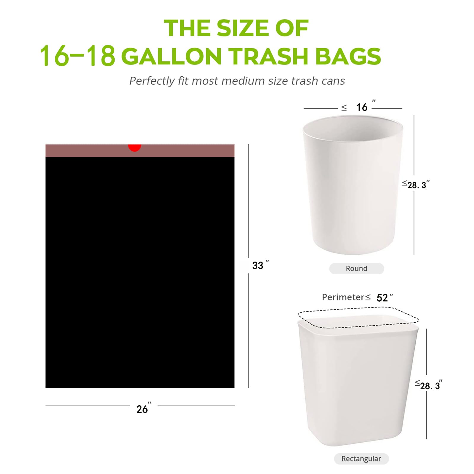 16 18 Gallon Black Drawstring Trash Bags (60 Count)