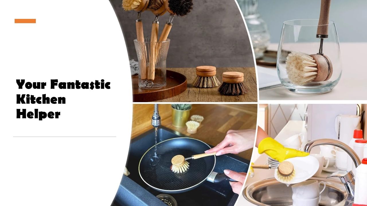 Bamboo Dish Brush with Handle
