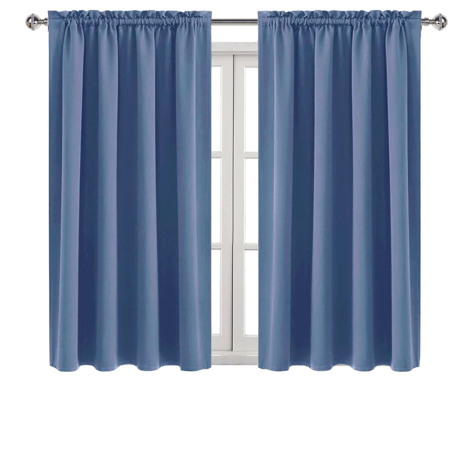 Blackout Curtains for Bedroom 52 x 54 Inch Long Dusty Blue 2 Panels (2 Count)