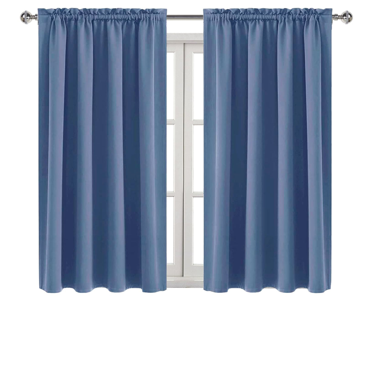 Blackout Curtains for Bedroom 52 x 45 Inch Long Dusty Blue 2 Panels (2 Count)