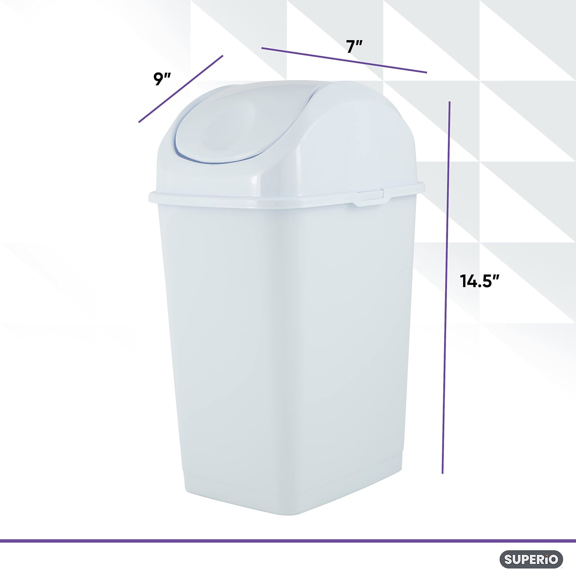 Small Plastic Trash Can with Swing Top Lid (2 Count)