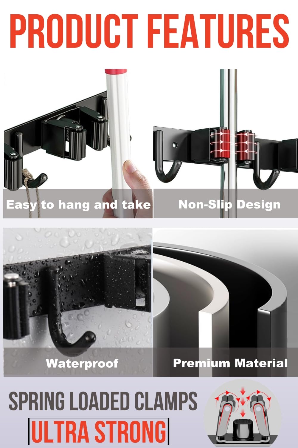 Mop and Broom Holder Wall Mount