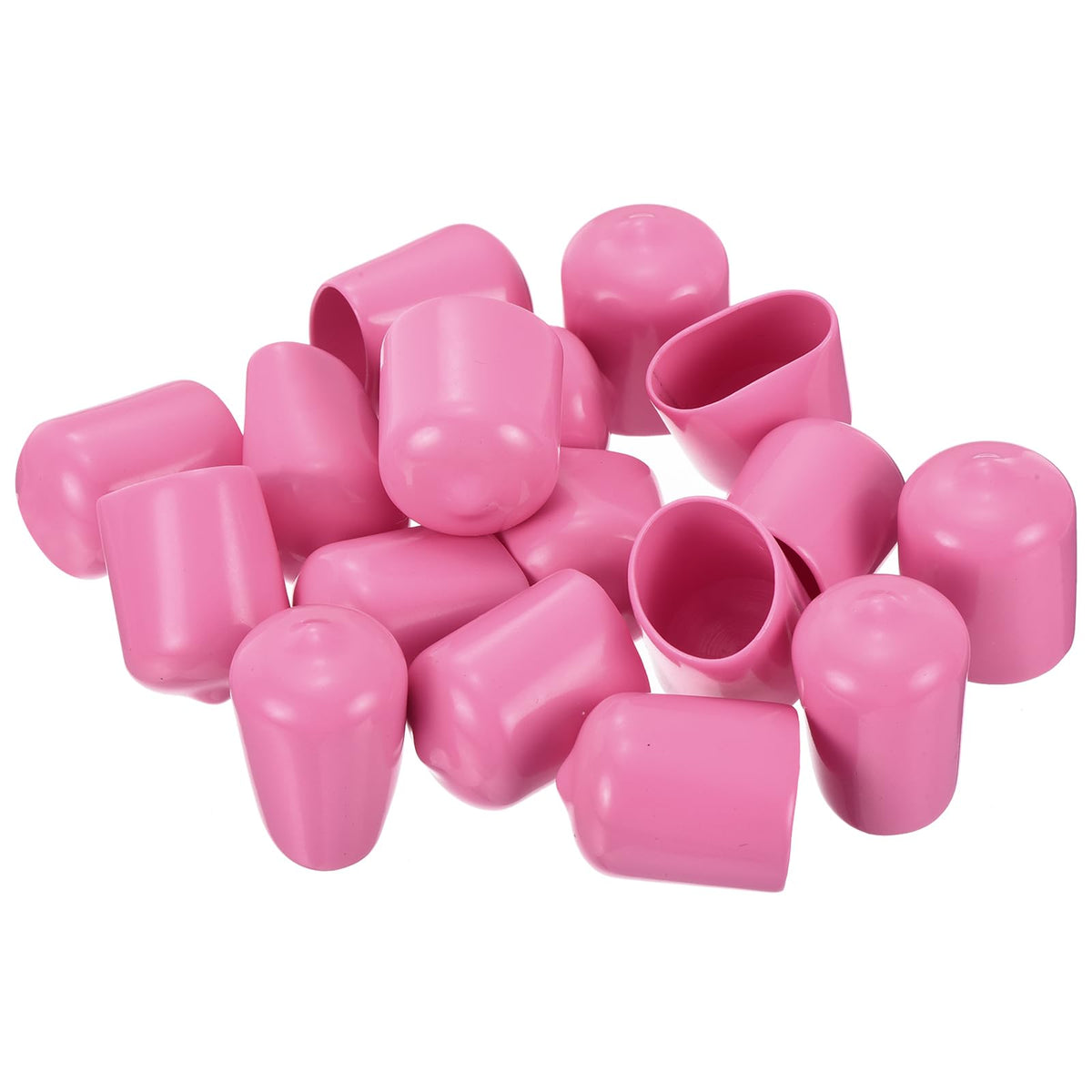 20pcs Rubber End Caps 17mm ID Vinyl PVC Round Tube Bolt Cap Cover Screw Thread Protectors Pink