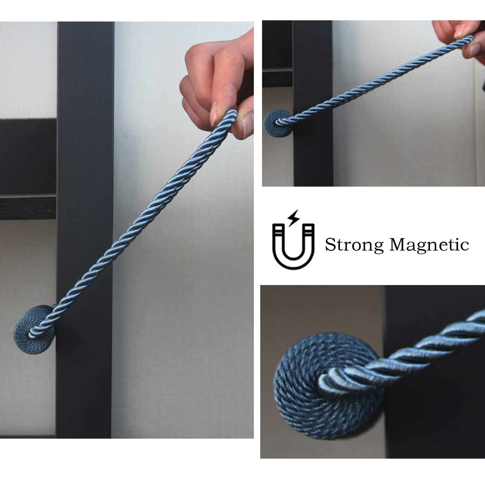 Magnetic Curtain Tiebacks Decorative Holdbacks Rope Tie Back Drapes Hangtty (6 Count)