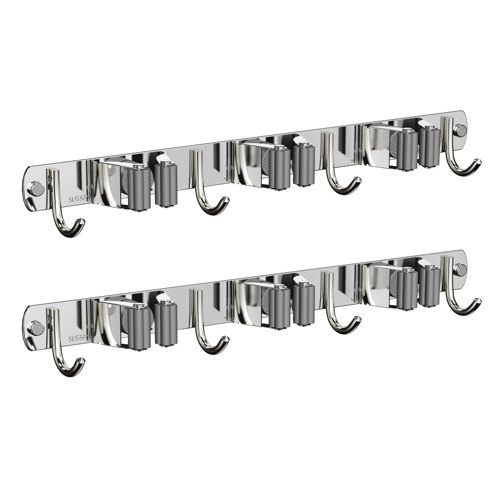 2 Pack Mop and Broom Holder Wall Mount (2 Count)