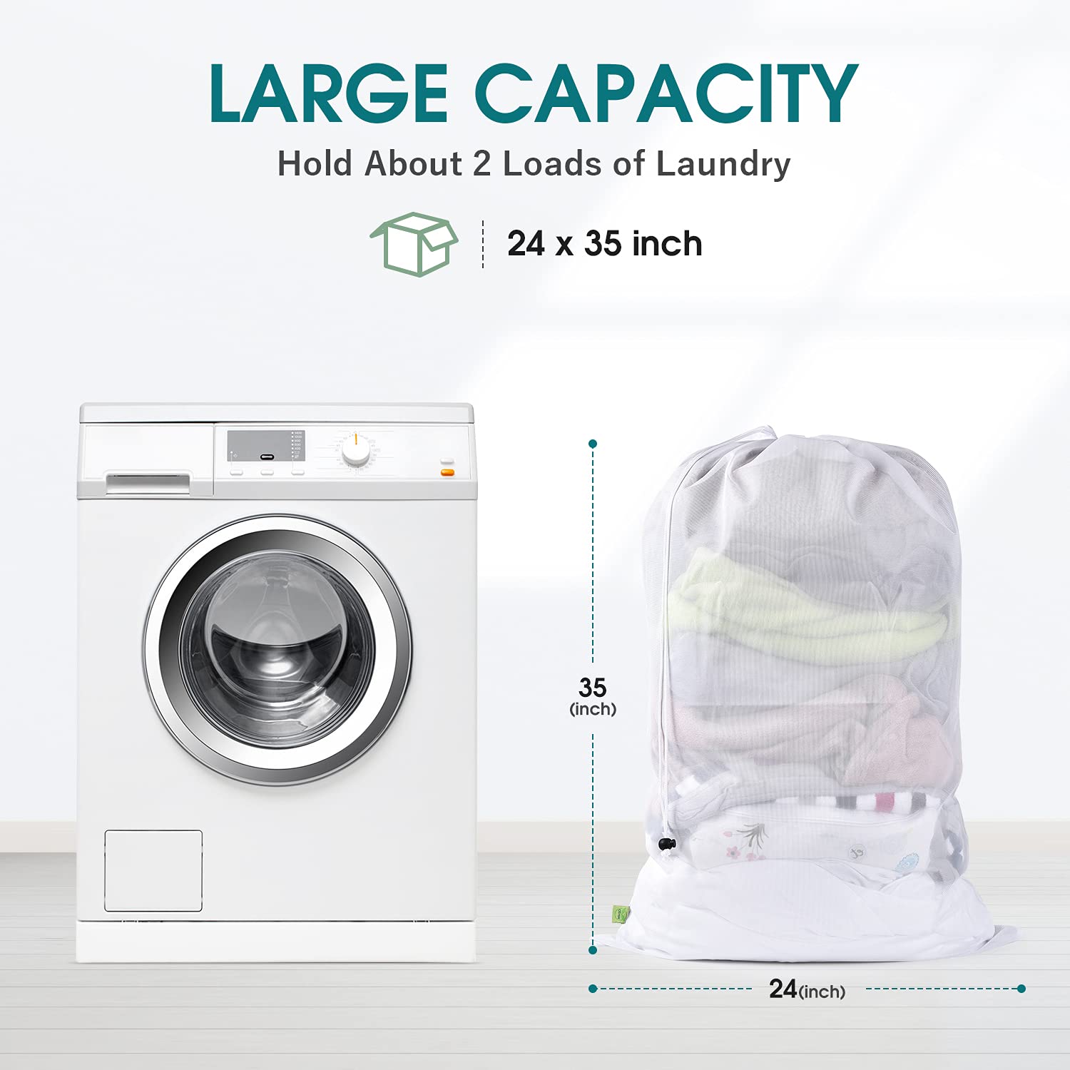 2 Pcs Large Mesh Laundry Bags 24X36 Inch Heavy Duty Drawstring Laundry Wash Bag (2 Count)