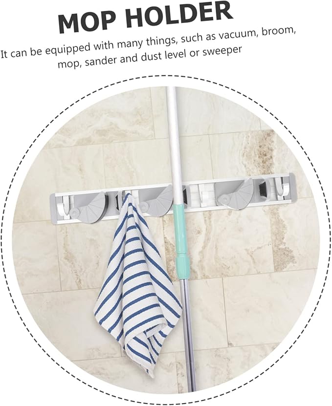 Space Aluminum Mop Hook Broom Hanger for Wall Dust Mop Handle Organizer