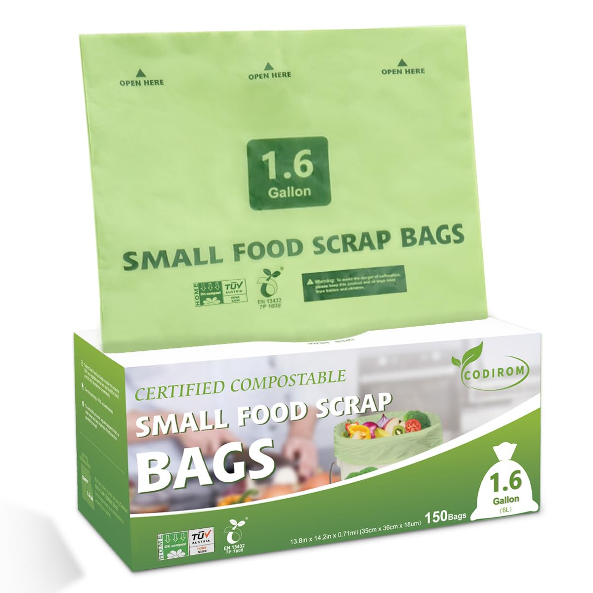 1.6 Gallon Compostable Trash Bags (150 Count)