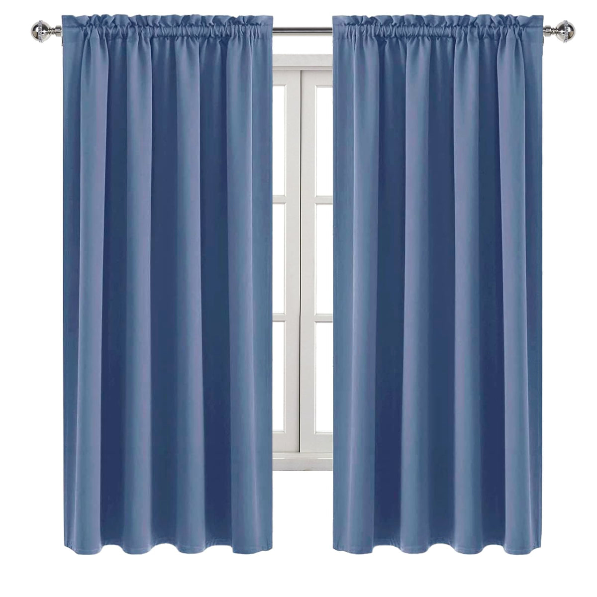Blackout Curtains for Bedroom 52 x 63 Inch Long Dusty Blue 2 Panels (2 Count)