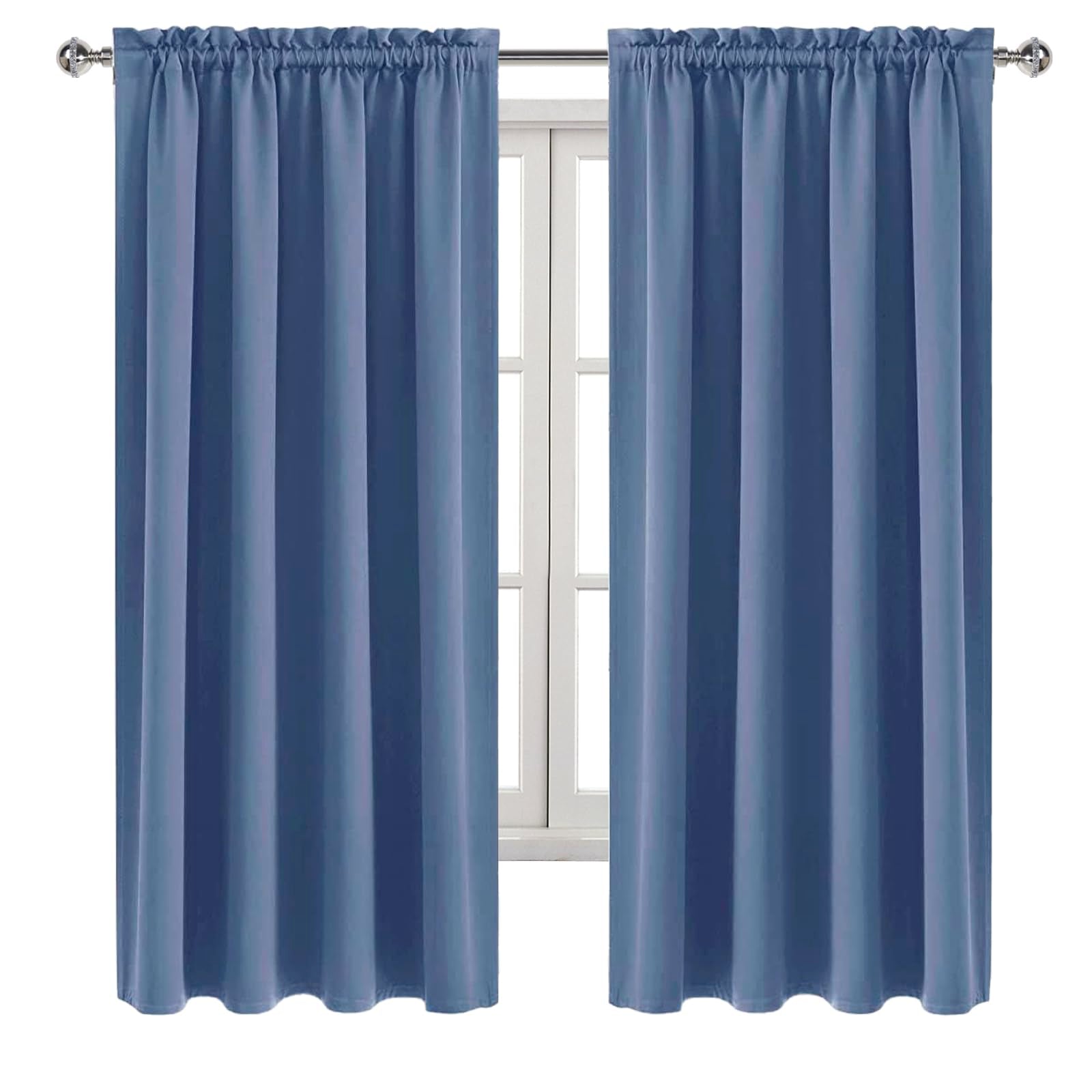 Blackout Curtains for Bedroom 52 x 63 Inch Long Dusty Blue 2 Panels (2 Count)