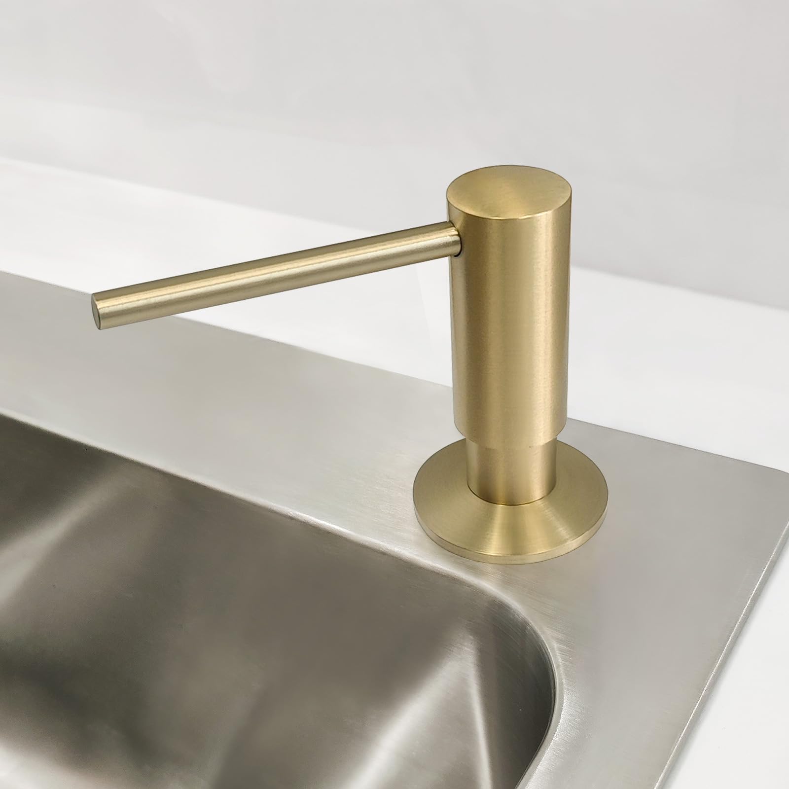 Brushed Gold Built in Dish Soap Dispenser for Kitchen Sink with 17 OZ PET Soap Bottle Refill from The Top