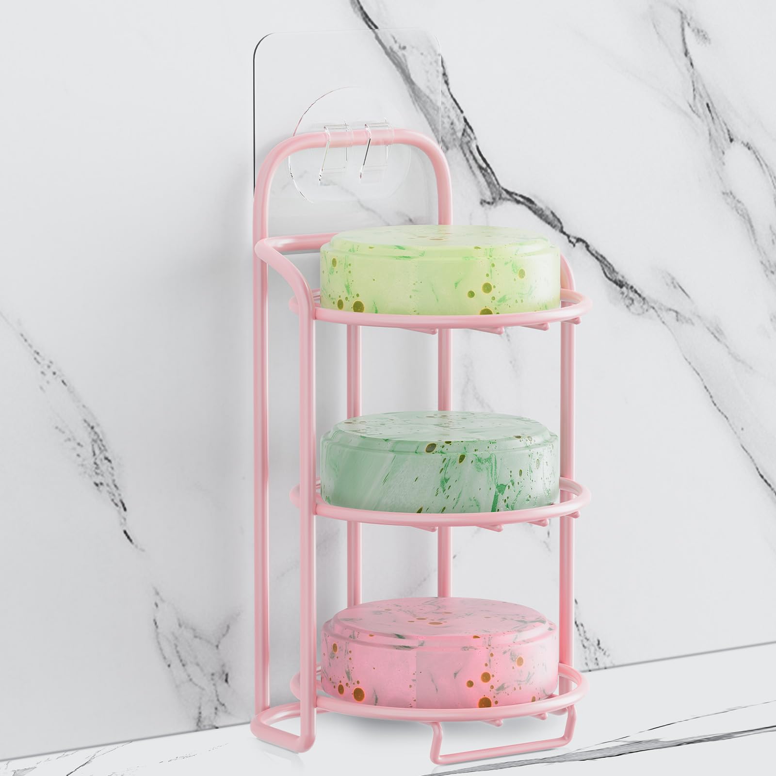 Pink 3 Tier Shower Soap Shampoo Bar Holder