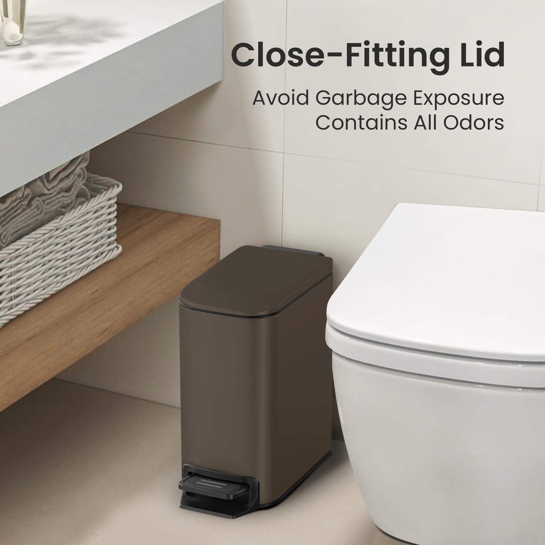 Small Bathroom Trash Can with Lid