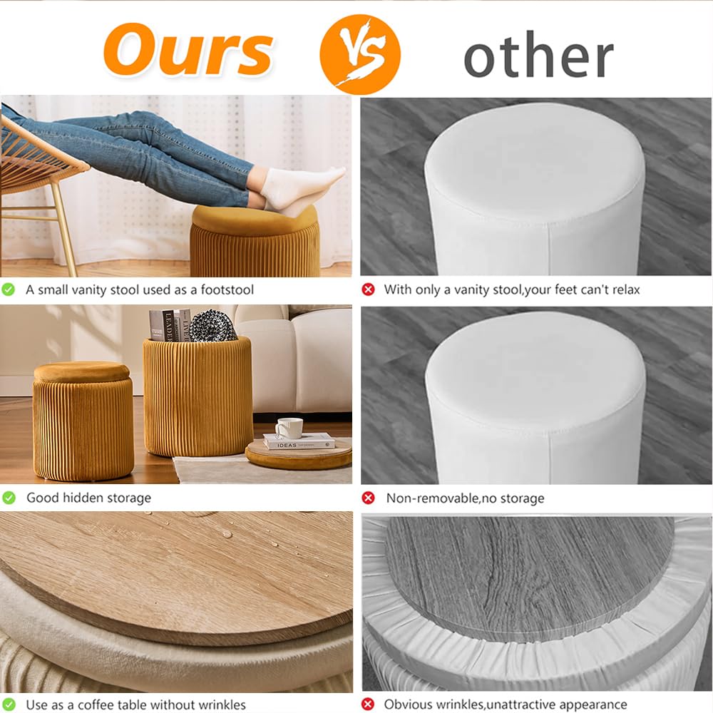 Set of 2 Round Storage Ottoman