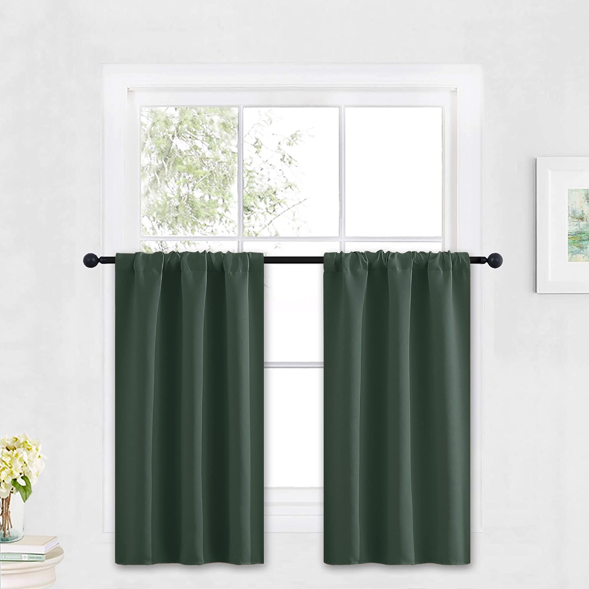 Kitchen Blackout Curtains Over Sink 36 inch Length (2 Count)