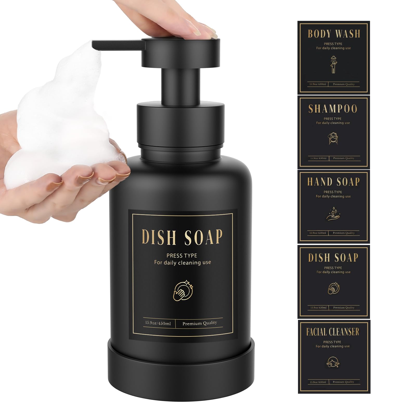 Glass Foaming Soap Dispenser 15oz Hand Soap Bottle