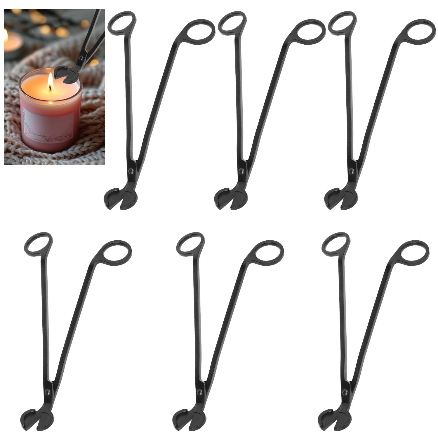 6 Piece Black Candle Wick Trimmer (6 Count)