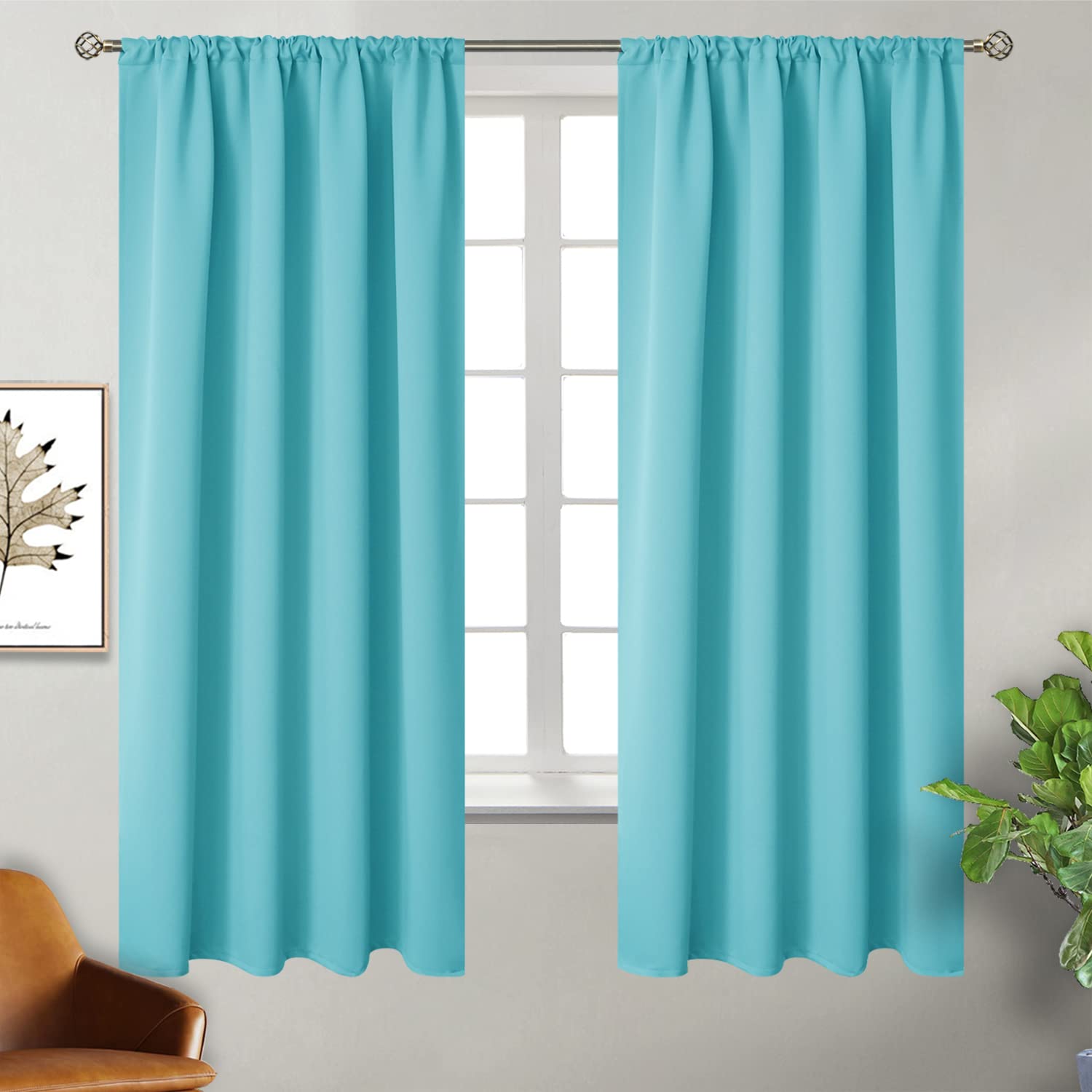 Aqua Curtains 63 Inch Length for Bedroom