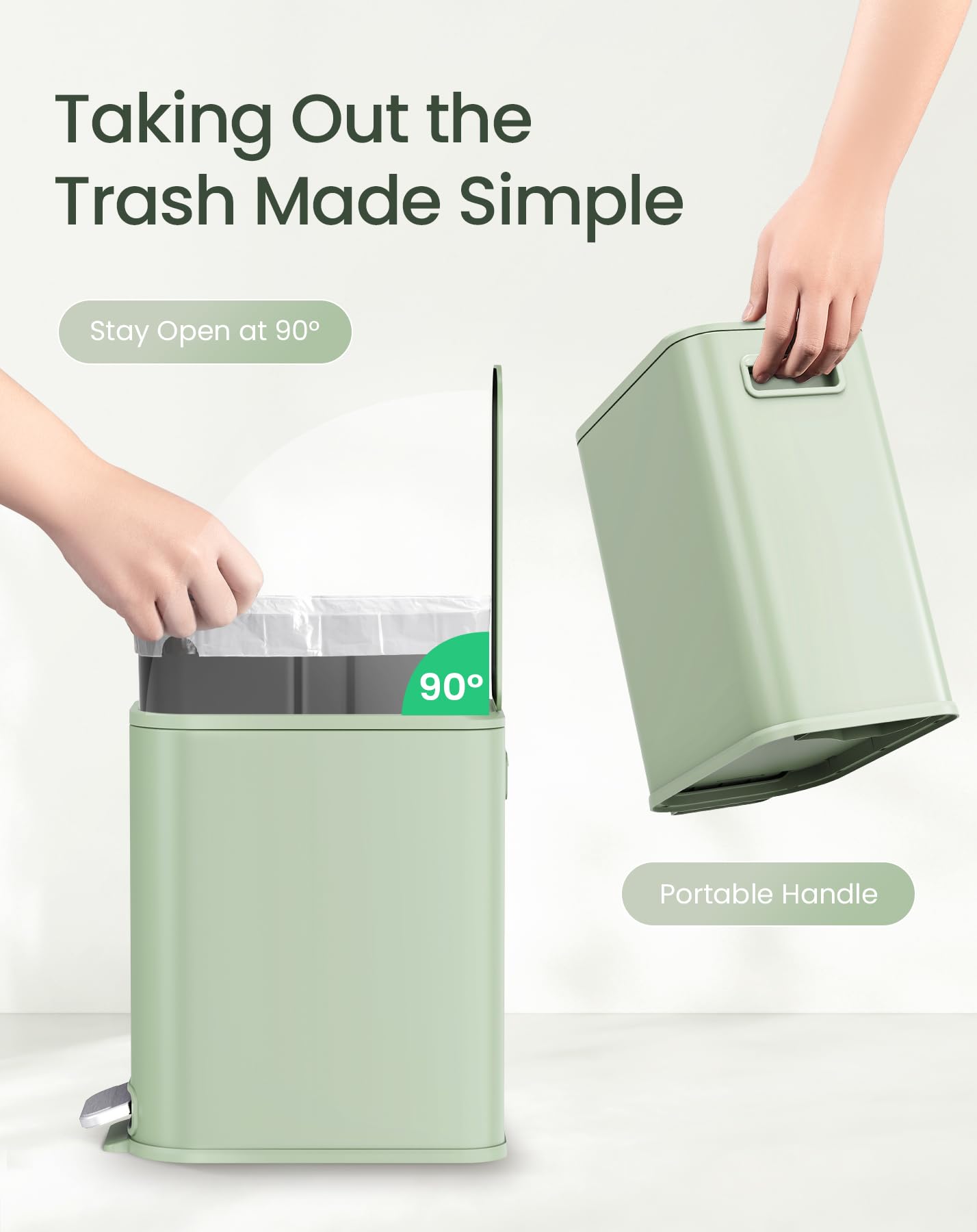Small Bathroom Trash Can with Lid Soft Close & Pedal