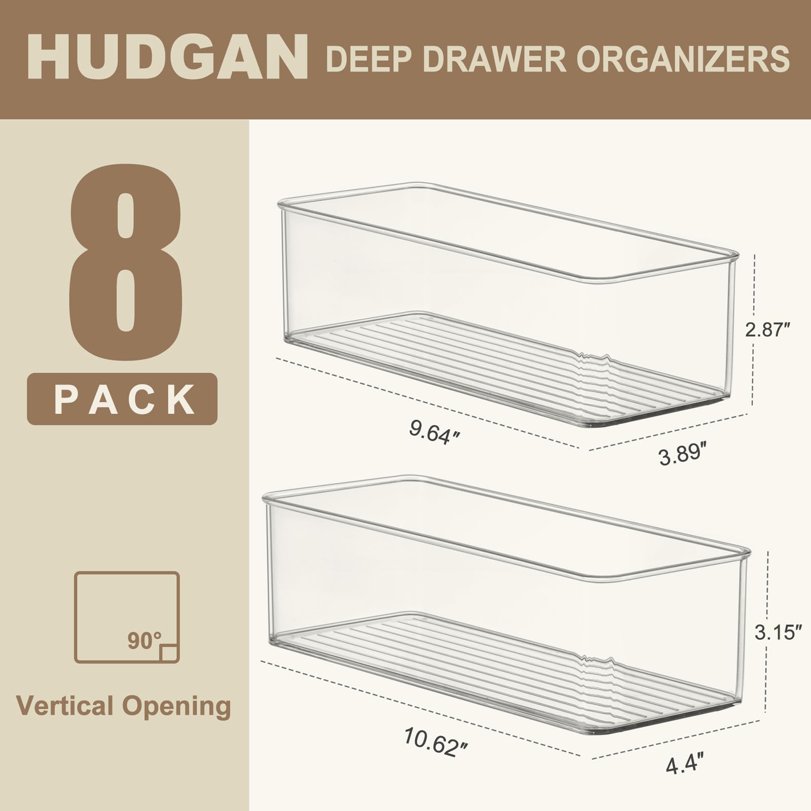 8 Pack Clear Plastic Drawer Organizers Set