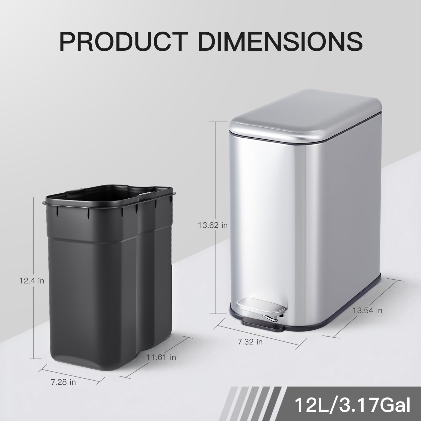 3.2 Gallon Bathroom Trash Can