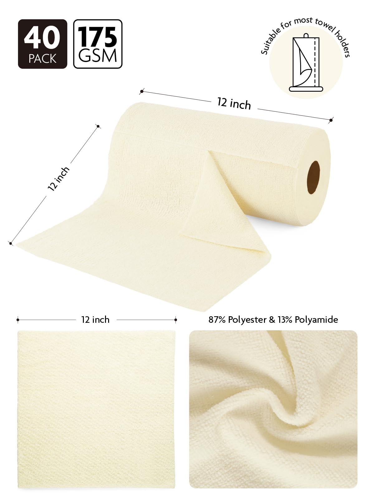 Microfiber Cleaning Cloth Roll (40 Count) - ModHome Supplies