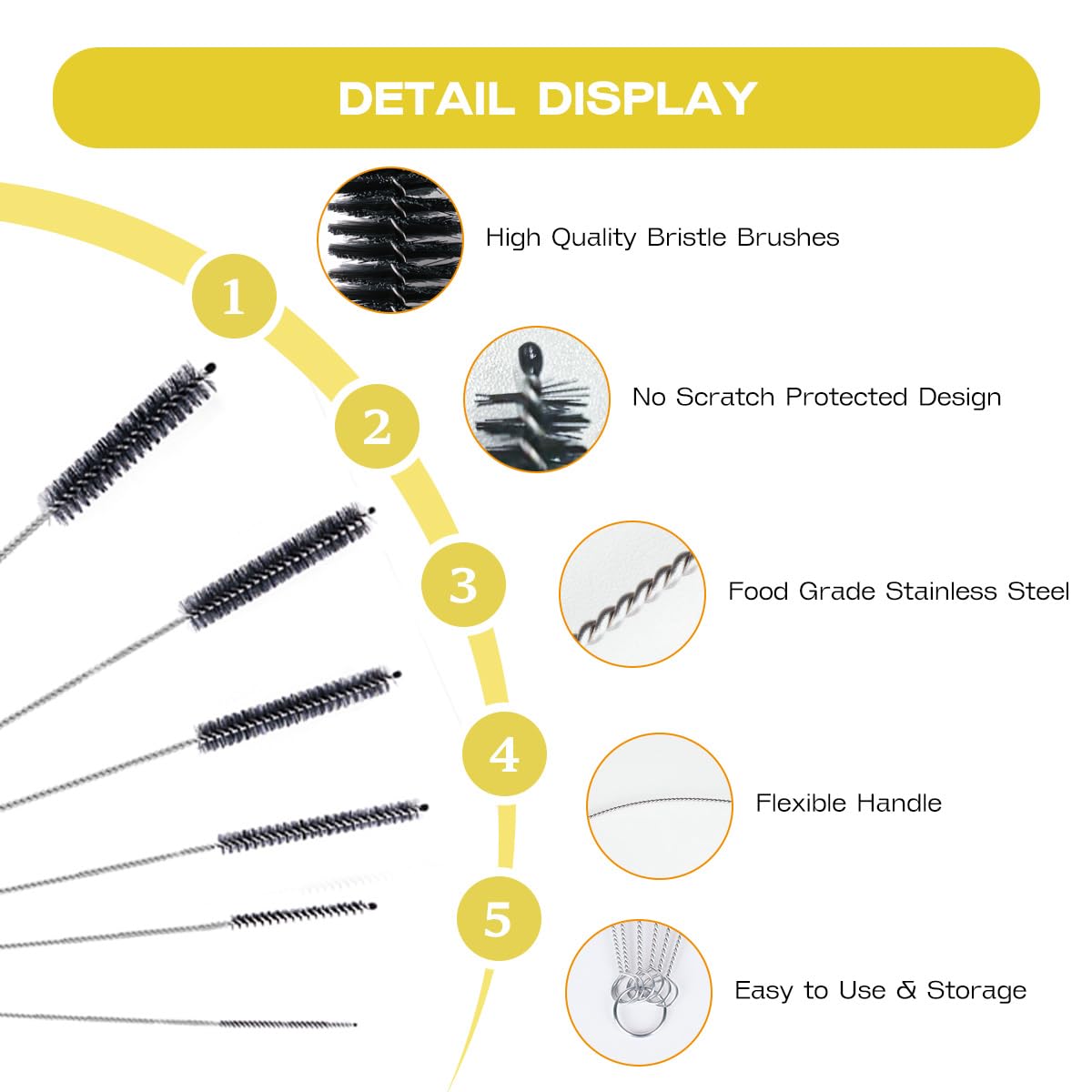 Straw Cleaner Brush Set 6 Piece (6 Count) - ModHome Supplies