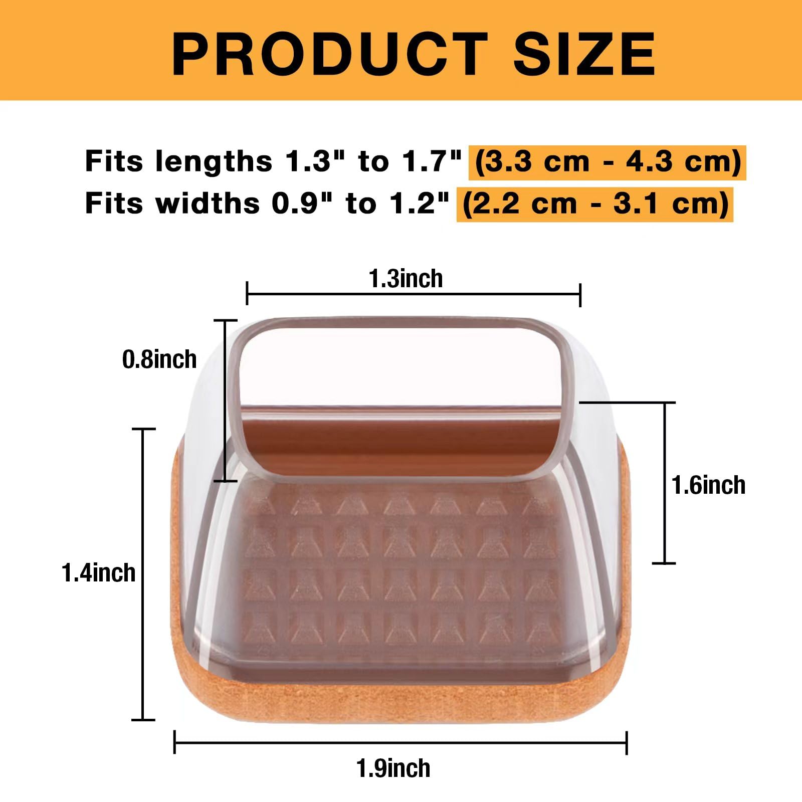16 Pcs Rectangle Silicone Chair Leg Floor Protectors (16 Count)
