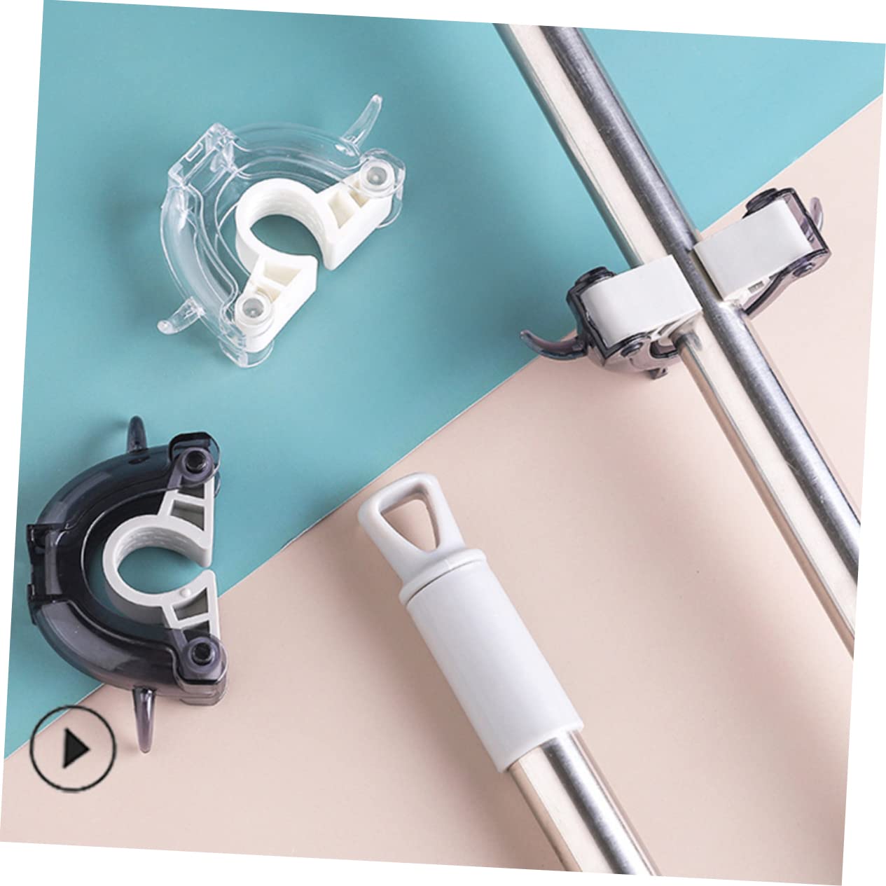 2 Pcs Seamless Mop Holder Wall Mounted No Drill Broom Hanger Clip Plastic Mop Hook for Home Kitchen Bathroom Organizer