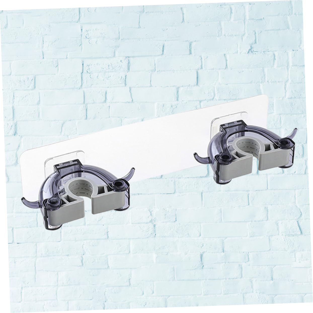 Dual Buckle Mop Holder Wall Mounted Seamless Mop Hook for Home Kitchen Bathroom Organizer Punch Heavy Duty Broom Hanger Clip Black