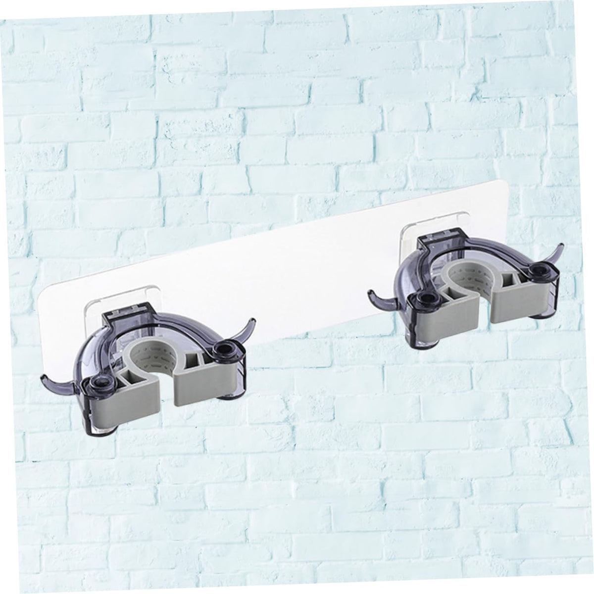 Dual Buckle Mop Holder Wall Mounted Seamless Mop Hook for Home Kitchen Bathroom Organizer Punch Heavy Duty Broom Hanger Clip Black