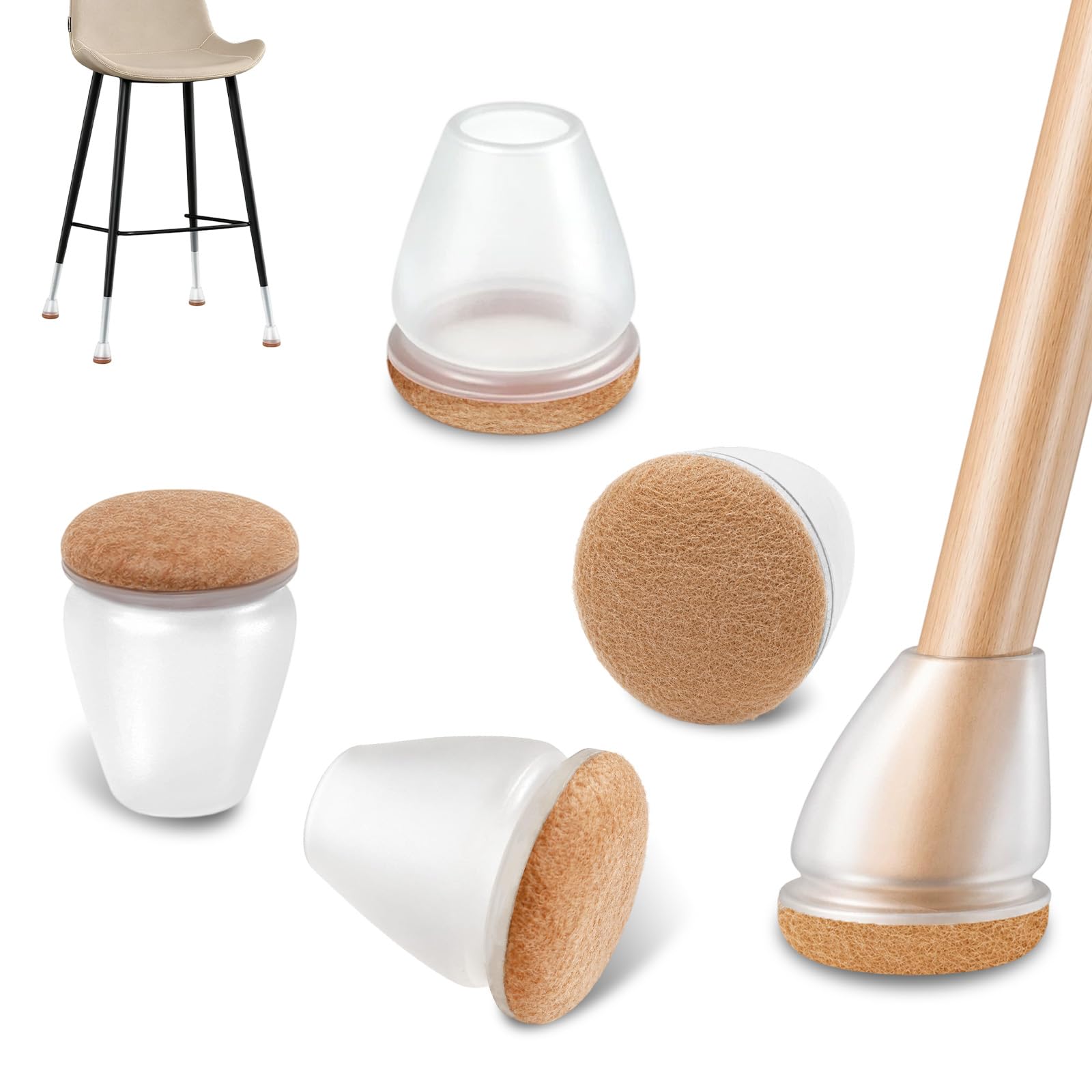 24Pcs Small Silicone Chair Leg Sliders for Hardwood Floors (24 Count)