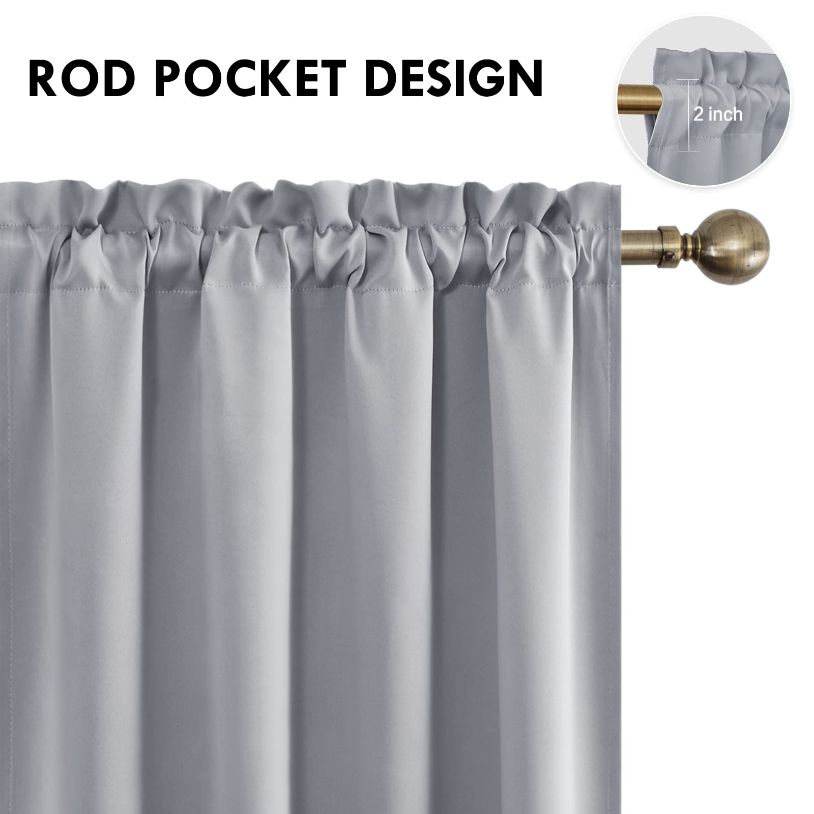 Blackout Curtains Room Darkening Thermal Insulated Bedroom Curtains Window Curtain Panels (2 Count)